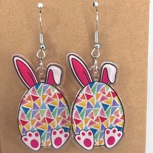 Easter Bunny Egg Earrings 2D Acrylic Cartoon